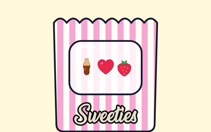 Pick Your 3: a striped Sweeties bag with three sweets